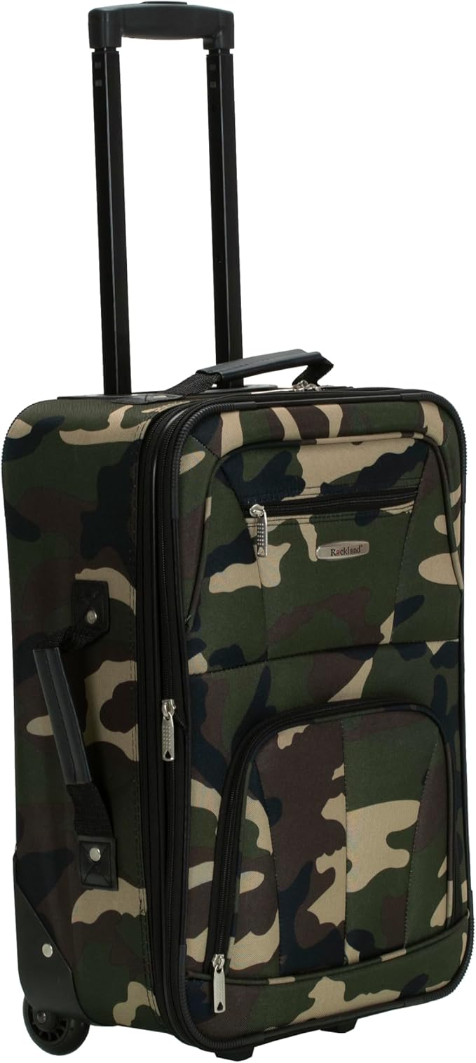 Rockland Fashion Softside Upright Luggage Set,Expandable, Wheel, Telescopic Handle, Camouflage, 2-Piece (14/19)