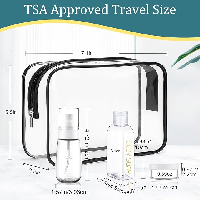Cosywell 9PCS Leakproof Travel Bottles for Toiletries - TSA Approved Refillable Containers Set for Shampoo, Conditioner, Lotion, Cream Jars