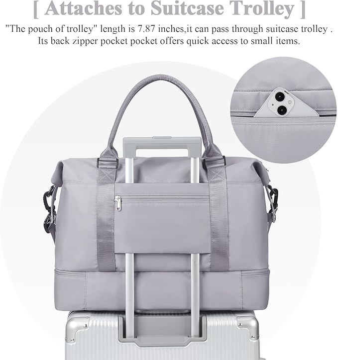 Travel Duffel Bag with Shoes Compartment, Carry on Overnight Weekender Bags for Women, For Spirit Airlines 18x14x8 Personal Item Bag