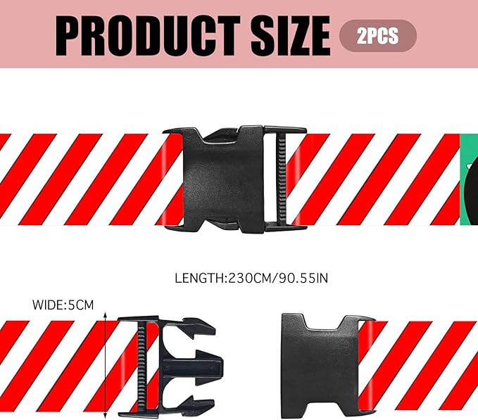 Nuxovilar Luggage Straps red White Diagonal Stripe Polyester 1.96x90.5inch 2 Set Suitcase Cargo Strap Travel Gear Family Vacation Cruise Terminal car Ride