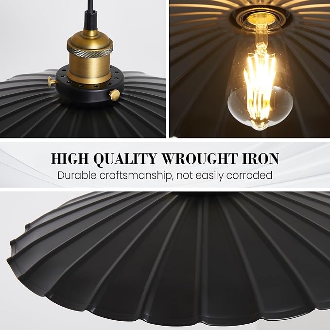 Plug in Pendant Lights for Ceiling,15.7 Inch Retro Black Metal Shade Plug in Hanging Lamp On/Off Switch Dining Room Hallway Hanging Pendant Light for Farmhouse