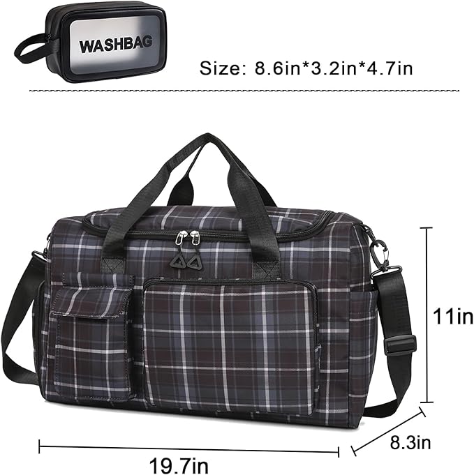 Small Gym Bag for Women, Travel Duffle Bag Carry On Weekender Bag with Shoe Compartment