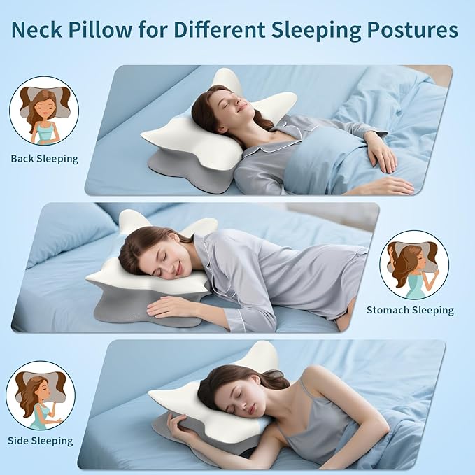 Cervical Pillow for Neck and Shoulder Pain Relief - Ergonomic Neck Pillow for Sleeping, Contour Memory Foam Pillows Side Sleeper Pillow for Neck Support, Bed Pillow for Side Back Stomach Sleepers