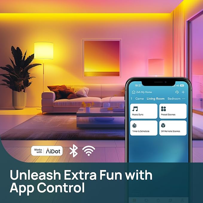 Linkind Smart Light Bulbs, Work with Alexa, Google Home, AiDot | Remote Control, 16 Million Color Changing, 1800K-6500K White, 2.4G WiFi+Bluetooth, Preset Scene, A19 E26, 60W 800LM, 6Pack