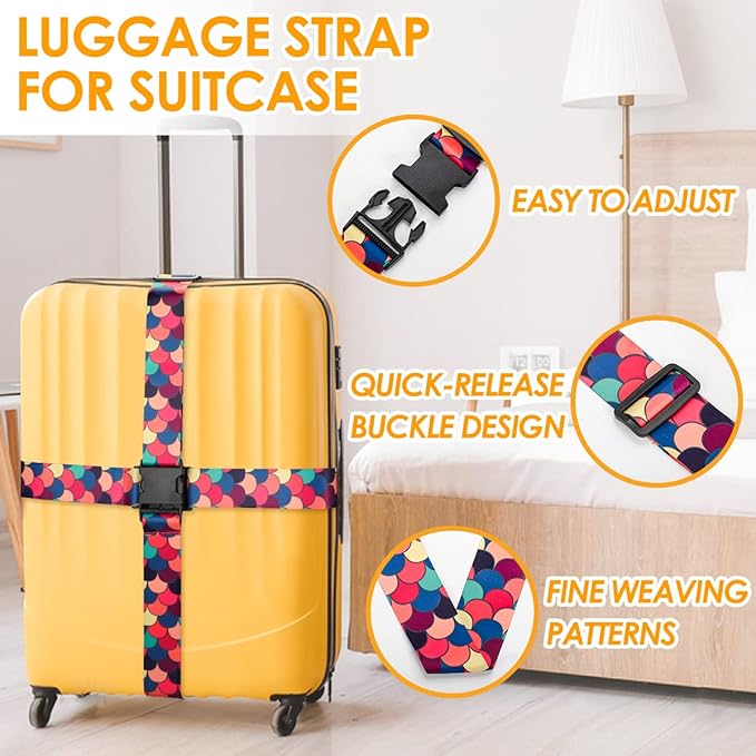 Adjustable Travel Luggage Strap Suitcase Belt Travel Bag Accessories 1.96 in W x 6.23 ft L