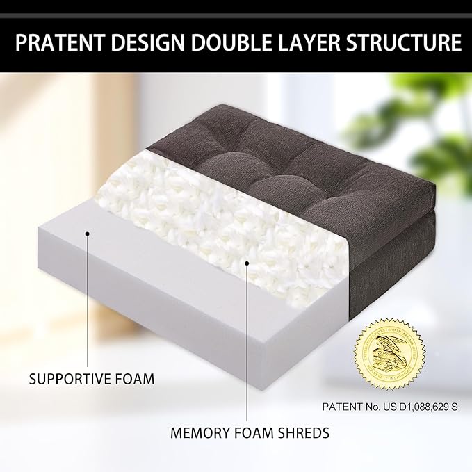 HAVARGO Recliner Cushions for Elderly with Lumbar Support, Patent Design 20x20x4 Inch Thick Chair Cushion Soft Tufted Dual Layer Booster Seat Cushions for Seniors Recliner Risers Taupe 1 Set