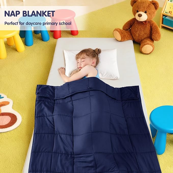 yescool Navy Weighted Blanket 7 Pounds Cooling Weighted Lap Blanket, Heavy Blanket for Sleeping, Weighted Throw Blanket Gifts for 60-80lbs, 40"x60"