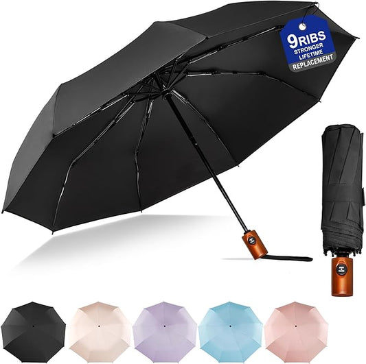 SoulRain Travel Umbrella - Compact Umbrella for Rain - Perfect Large Auto Folding Umbrella - Ideal Car umbrella, Small umbrella, and Travel Companion