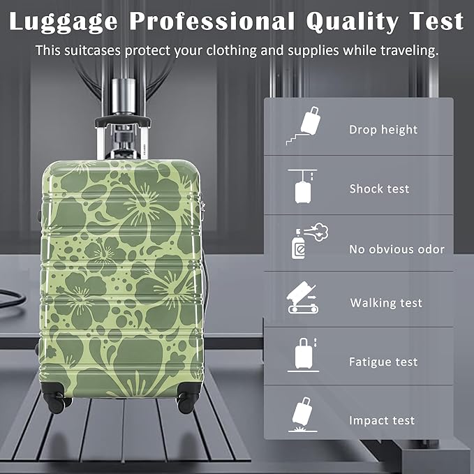 Merax Luggage Sets 3 Piece, Hardside Suitcase Set with Spinner Wheels, Lightweight 20+24+28 IN Suitcase with Carry on Luggage, Green