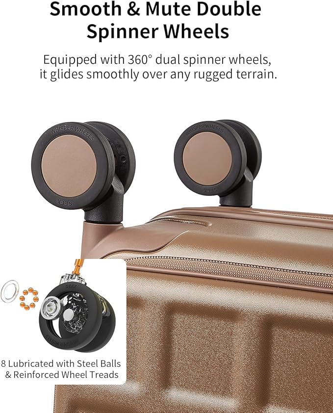 aji Expandable Top Opening Carry On Luggage Airline Approved, 20 Inch Lightweight Hardside Carry On Suitcase with Spinner Wheels, Travel Luggage with Laptop Compartment for Women Men, Chocolate Brown