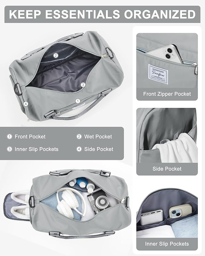 Gym Bag Womens,Travel Duffel Carry on Bag Sport Tote Bag Weekend Overnight Bag