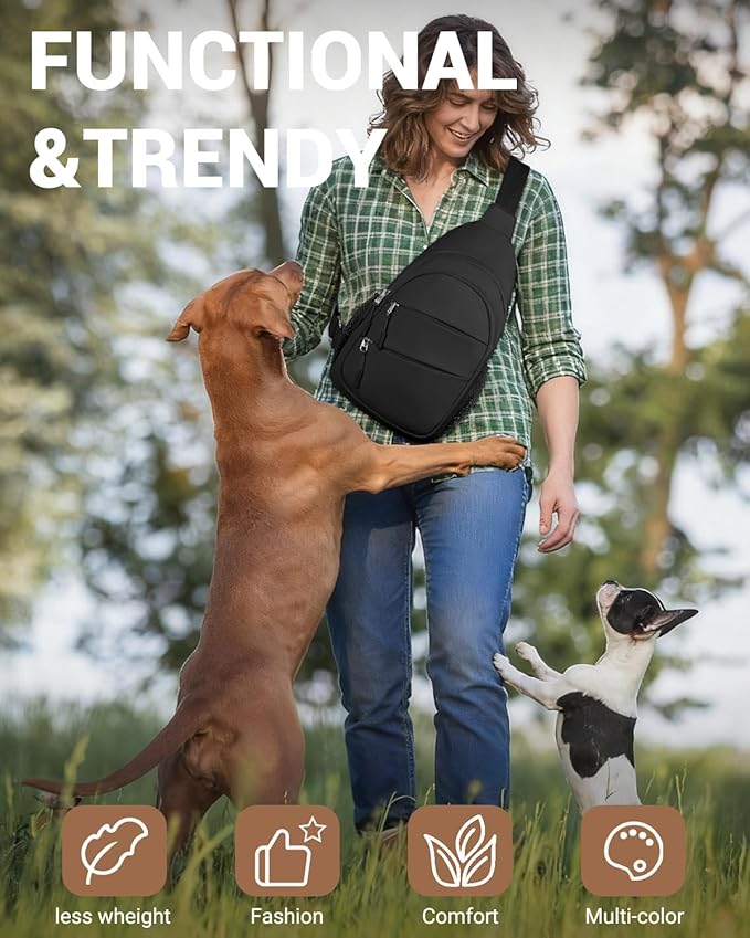 Tuwubi Crossbody Bags for Women, Sling Bag for Men, Small Hiking Backpack Anti Theft Lightweight for Outdoors Travel (L, Black)