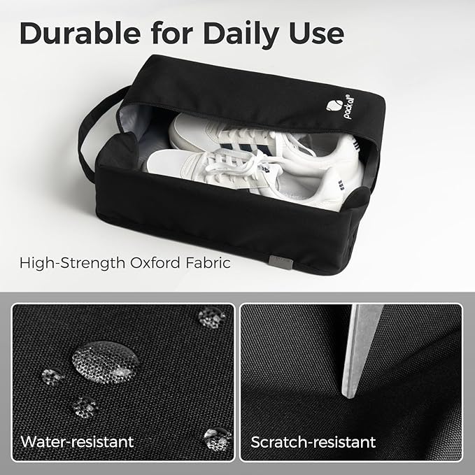 pack all Plus-Sized Stylish Shoe Bag for Travel, Water-Resistant Shoe Pouch for Gym, Smell-Proof Soccer Cleats Bag for Sport (Black)