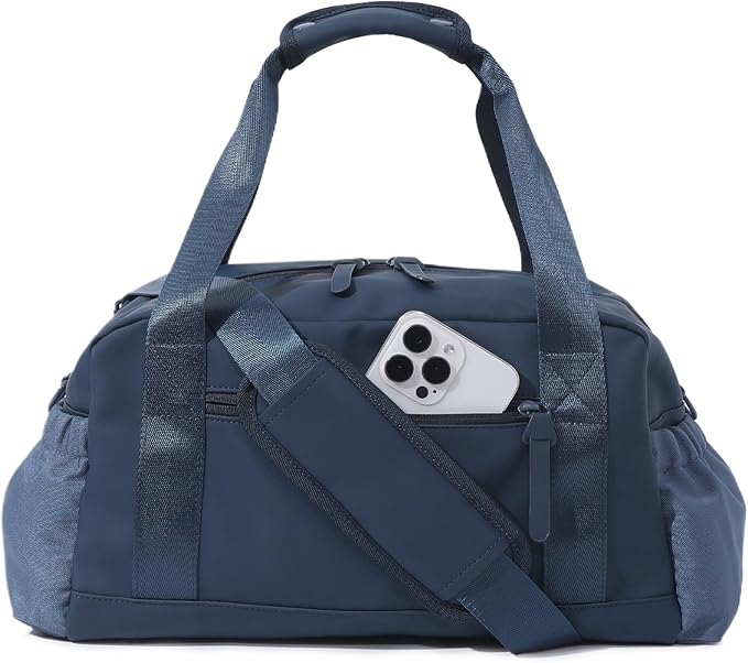 Small Gym Bag for Women, Mini Crossbody Gym Duffle Bag with Wet Compartment, Carry on Gym Tote Bag for Workout Dance Sport Travel (Medium-Blue)