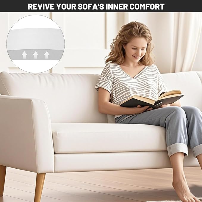 Couch Cushion Support for Sagging Seat, 20"x20"x2" 40D High Density Curved Foam Sofa Cushion Support, Under-Cushion Sag Repair,White Set of 1