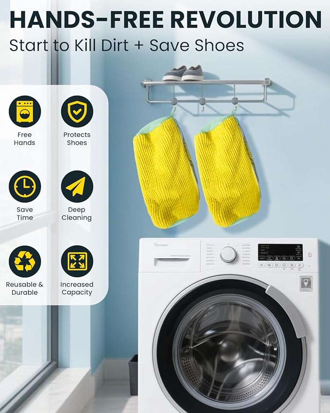 Shoe Washing Machine Bag: 2 Pack Reusable Shoes Cleaning Bags, Heavy Duty Shoe Laundry Bag for Washer & Dryer, 360° Deep Clean for Sneakers Tennis Shoes
