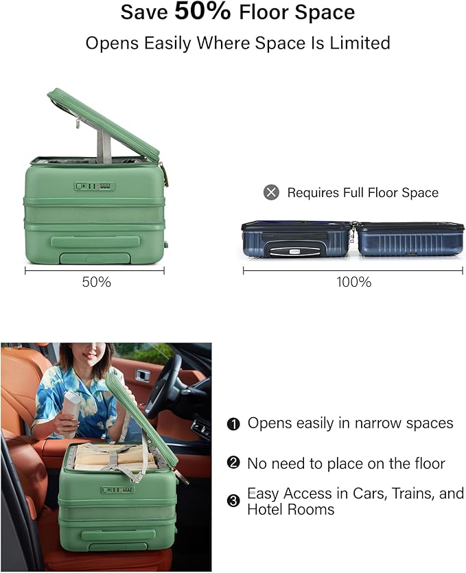 Hanke Hardside Expandable Carry On Luggage, 20 Inch Top Opening Trunk Luggages with Spinner Wheels, All-PC Hard Shell Carry-On Suitcase, Lightweight & TSA Airline Approved (Forest Green, 46L)