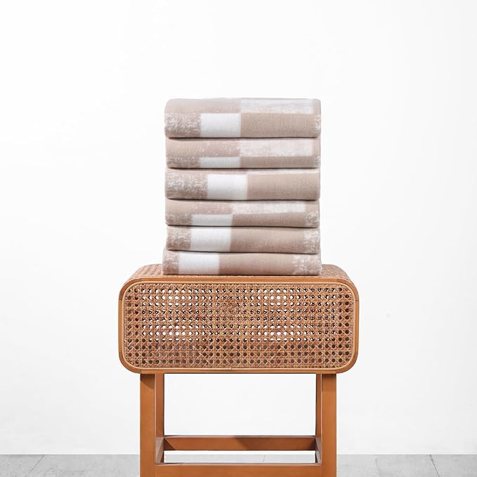 CAI TENG Fleece Throw Blankets Lightweight Warm Soft Cozy Kids Blanket Pet-Friendly Bulk Fleece Blanket Solid for Home, Bed, Sofa, Dorm, Office, Gifts, Outdoor Plaid Beige 6 Pack 50 x 60 inch