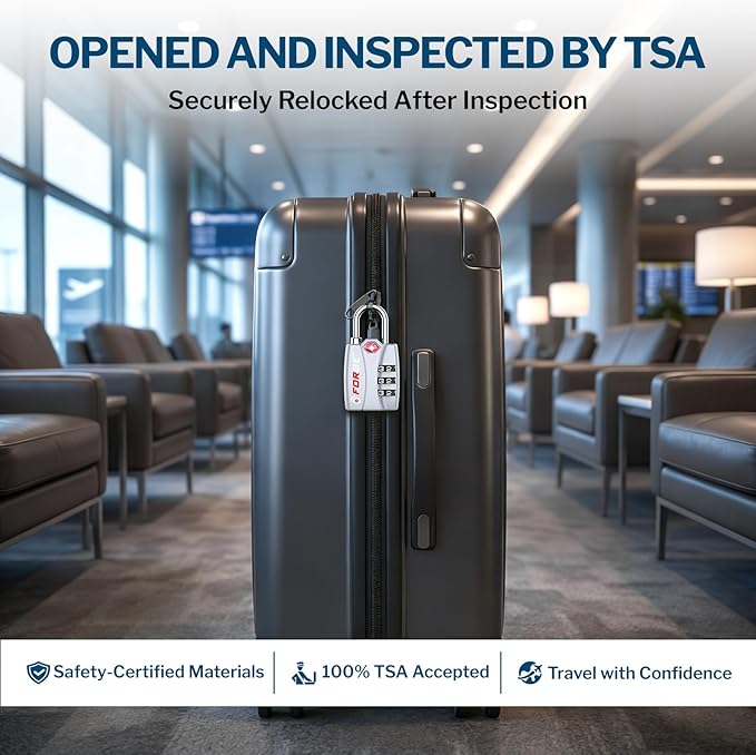 Forge Open Alert TSA Approved Luggage Locks - 3 Digit Combination, Easy Read Dials, Zinc Alloy Body - Ideal Travel Lock for Luggage, Suitcases, Bags & Toolboxes (Silver 2 Locks)