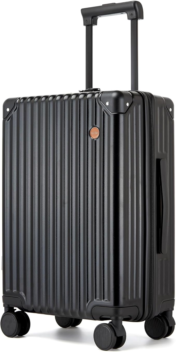 20 Inch Carry On Luggage,22x14x9 Airline Approved Hardside Suitcase with 8 Spinner Wheels and TSA Lock, Lightweight PC+ABS Hard Shell Travel Luggage for Men and Women (Black)