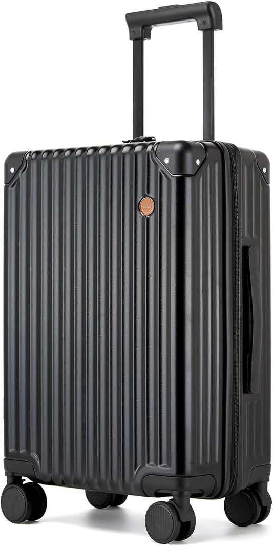 20 Inch Carry On Luggage,22x14x9 Airline Approved Hardside Suitcase with 8 Spinner Wheels and TSA Lock, Lightweight PC+ABS Hard Shell Travel Luggage for Men and Women (Black)