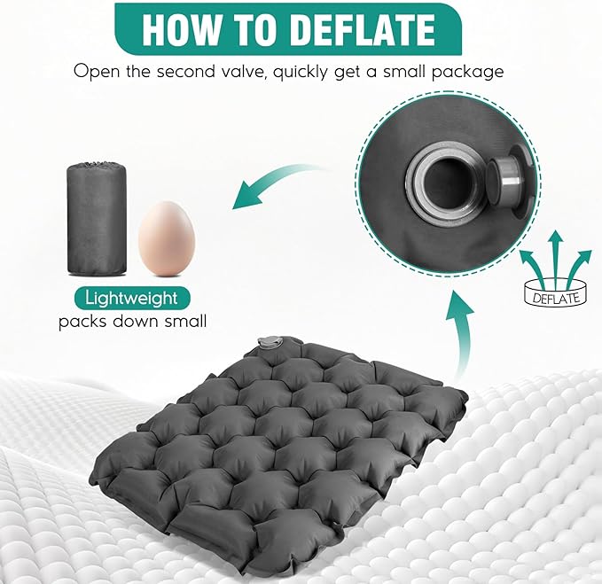Inflatable Seat Cushion Portable Lightweight Stadium Seat Pad Travel Air Seat Cushion for Long Flights Camping Hiking Bleacher Airplane Stadium Office