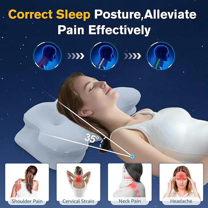 Cervical Neck Pillow, Pillows for Neck and Shoulder Pain, Contour Pillow, Neck Pillows, Pillow for Neck Pain Relief, Side Sleeper Pillows for Adults, Ergonomic Pillow, Cervical Pillow