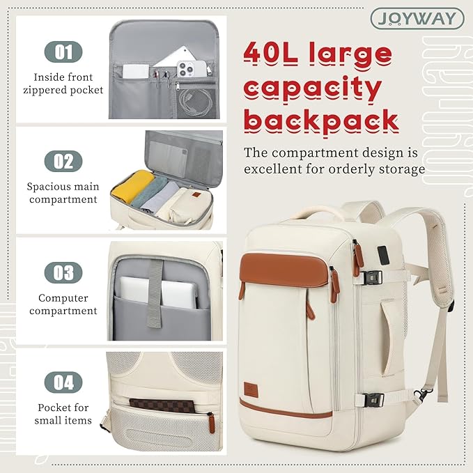 Joyway Expandable Luggage Sets 5 Piece, Lightweight Hard Shell Travel Suitcase Set with Spinner Wheels and TSA Lock, White