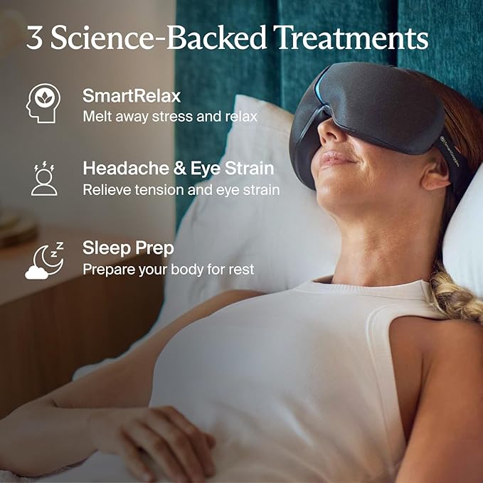 Therabody SmartGoggles (2nd Generation) Heated Eye Mask & Eye Massager - Blackout Sleep Mask & Temple Massage for Personalized Relaxation, Stress Relief & Headache Relief