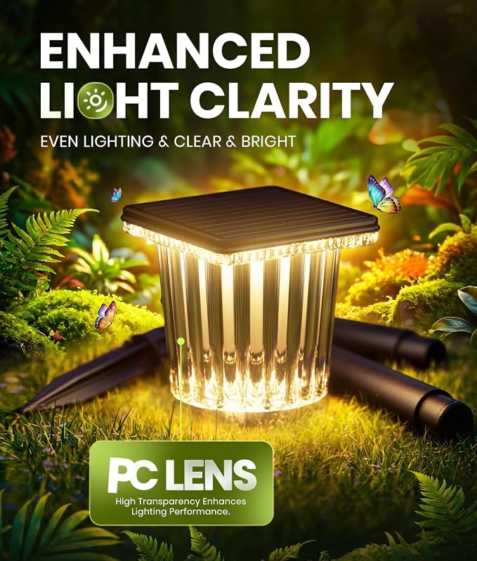 Super Bright Solar Outdoor Lights for Pathway Powered 2 Pack,Adjustable Warm&Cool White,Waterproof IP65 Solar Garden Decor Landscape Lighting Outside for Front Yard/Patio/Walkway/Driveway/Lawn Light
