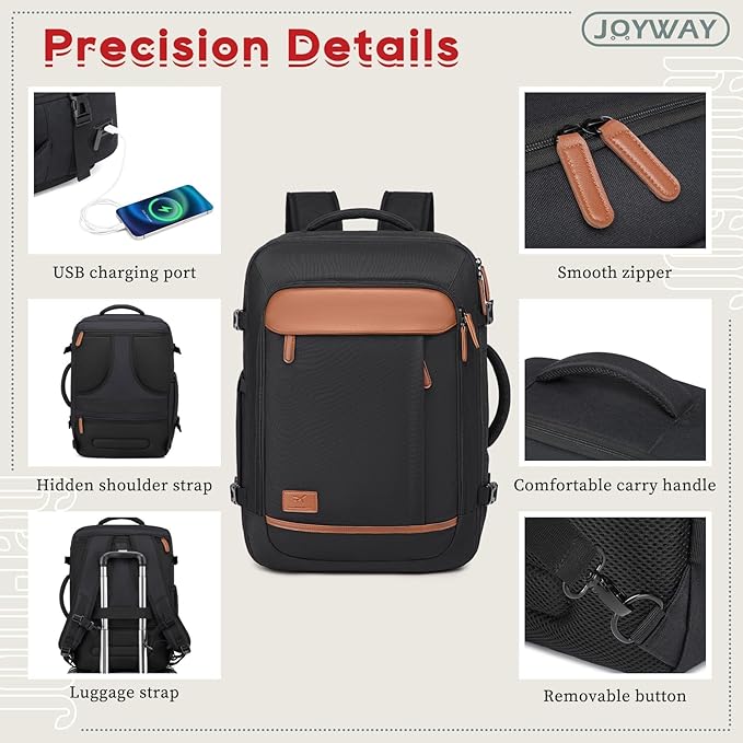 Joyway Expandable Carry on Luggage Sets Airline Approved, Lightweight Hard Shell 20 Inch Carry-on Suitcase with Spinner Wheels, Black