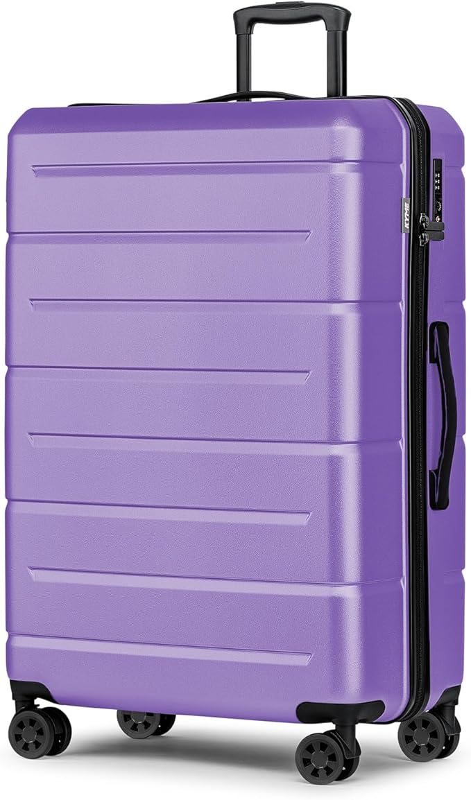KYME Large Suitcases with Wheels Hardshell 28 Inch Luggage TSA Approved Big Checked Luggage Durable Travel Rolling Suitcase for Women Lt Purple