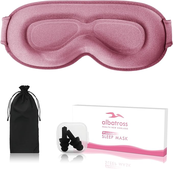 Sleep Eye Mask for Men Women, Sleeping Mask for Side Sleeper, Travel Blackout Night Blindfold Eye Shade Cover with Adjustable Strap (Pink-Side Sleeper)