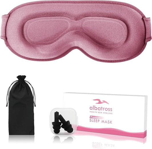 Sleep Eye Mask for Men Women, Sleeping Mask for Side Sleeper, Travel Blackout Night Blindfold Eye Shade Cover with Adjustable Strap (Pink-Side Sleeper)