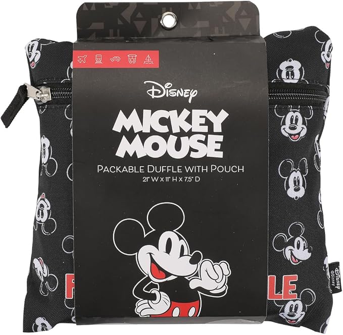 Disney Mickey Mouse Faces All-Over Print Black 21" Packable Duffel
