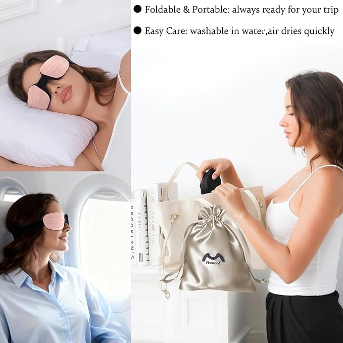 100% Blackout Sleep Eye Mask for Women Men, Zero Pressure Sleeping Mask - Sleeping Mask and Eyelash Friendly Night Blindfold, Adjustable Ultra Soft Comfortable for Dry Eye Mask (Gray)