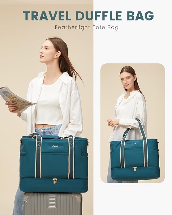 LOVEVOOK Travel Duffle Bags for Women, 45L carry on weekender bags, personal item travel with Toiletry