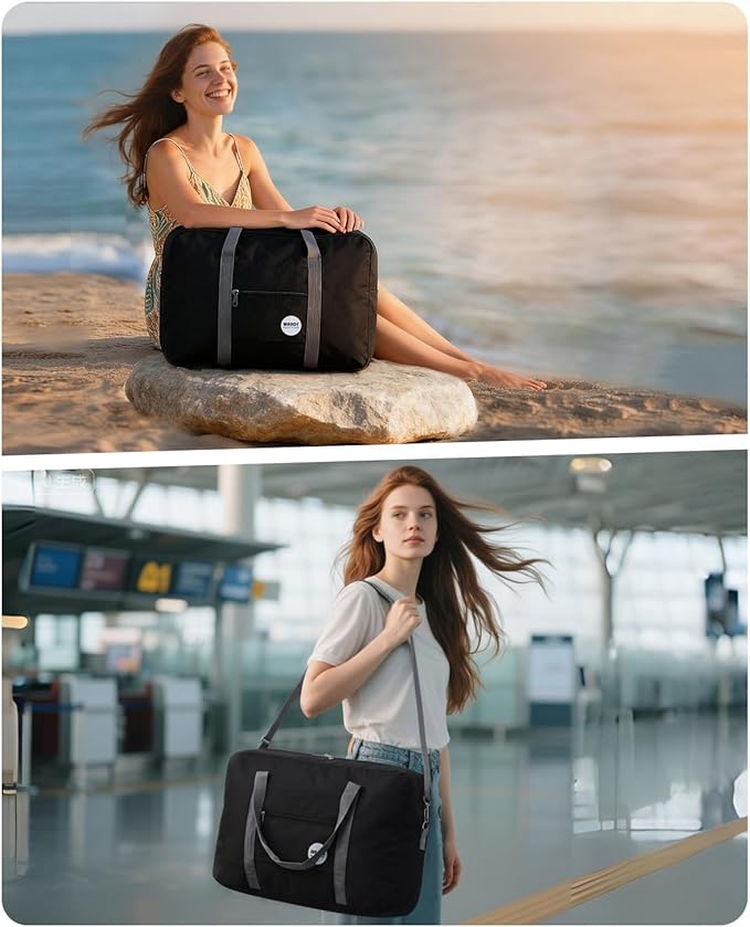 WANDF For Spirit Airlines Personal Item Bag 18x14x8 Travel Duffel Bag Underseat Foldable Carry-on Luggage for Women