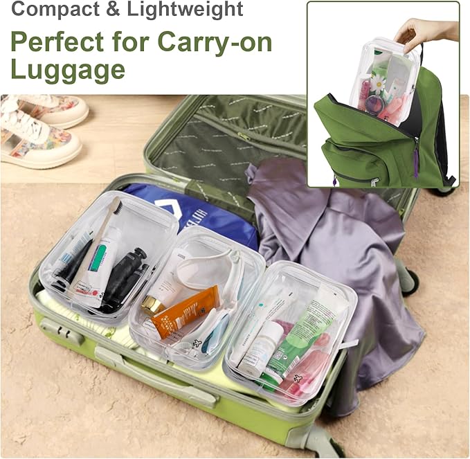 2 Packing Cubes 1 Quart Size Travel Bag TSA Approved Toiletry Bag Clear Small Purse Pouch International Long Flight Must Haves for Toiletries Makeup Liquids Airplane Europe Vacation Essentials