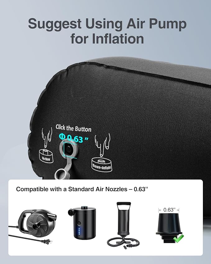Luxtude Inflatable Wedge Pillow for Sleeping, Travel Wedge Pillow for Acid Reflux Relief, Sleep Apnea, Adjustable Bed Wedges Pillows for Back Pain Relief, Post-Surgery, Snoring and Leg Support