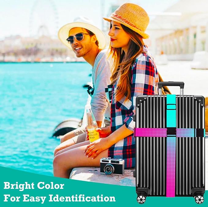 Luggage Straps for Suitcases TSA Approved Easy Pack Organized Suitcase Strap, Luggage Strap, Luggage Belt Strap, Bag Straps for Luggage. Buckle Straps Travel Accessories (Gradient Dot)