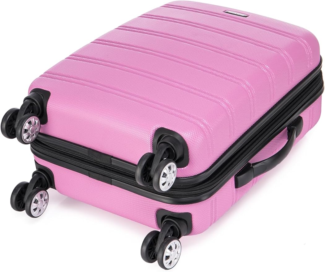 Rockland Melbourne Hardside Expandable Spinner Wheel Luggage Set, Pink, Carry-On 20-Inch and Tote 14-Inch