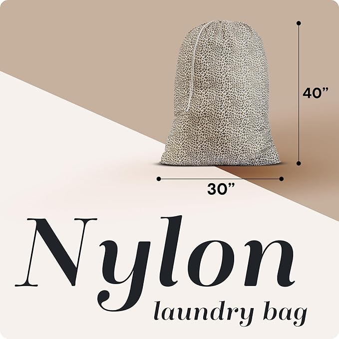 Nylon XL Laundry Bag - Locking Drawstring Closure, Machine Washable, These Large Bags Will Fit a Laundry Basket and Strong Enough to Carry up to Two Loads of Clothes (Leopard | 30" x 40")