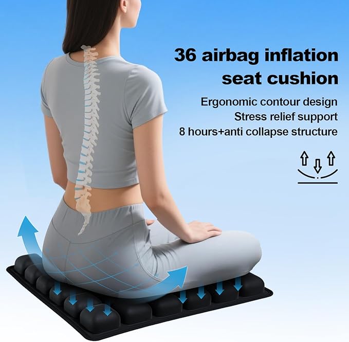 Travel Seat Cushion for Airplane – Inflatable 3D Air Cell Seat Cushions, Ergonomic Travel Cushion for Long Flights, Portable Seat Cushions Offer Support at Home, Work, Car, or in Transit