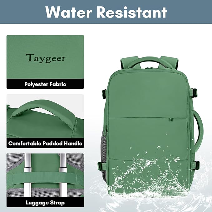 Taygeer Travel Backpack for Women, Carry On Backpack with Water Bottle Pocket & Shoe Pouch, TSA 15.6" Laptop Back Pack Flight Approved, College Gym Bag Casual Daypack for Weekender Business Hiking