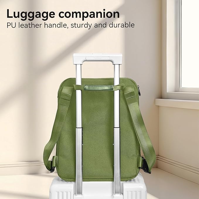SOKOK Over Luggage Organizer Storage Bag with Multi Pockets, Slide On Luggage Harness with Adjustable Straps, 2-in-1 Travel Accessories Suitcase Vest Bag Fits Most Suitcases, Green-3