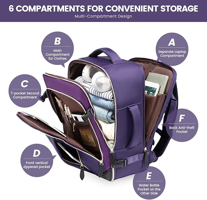 LOVEVOOK Travel Backpack for Women, 40L Carry On Backpack with 3 Packing Cubes,TSA Personal Item Travel Bag Airline Approved, Water Resistant Weekender Overnight Luggage Daypack, Fits 17 Inch Laptop
