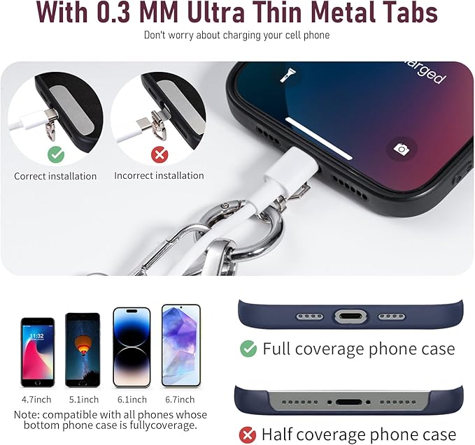 Tiostep Clip and Go Strap for Phone with Wallet Crossbody Phone Lanyard and Detachable Checkered Bag with ID Window and RFID Pouch for Daily Travel.