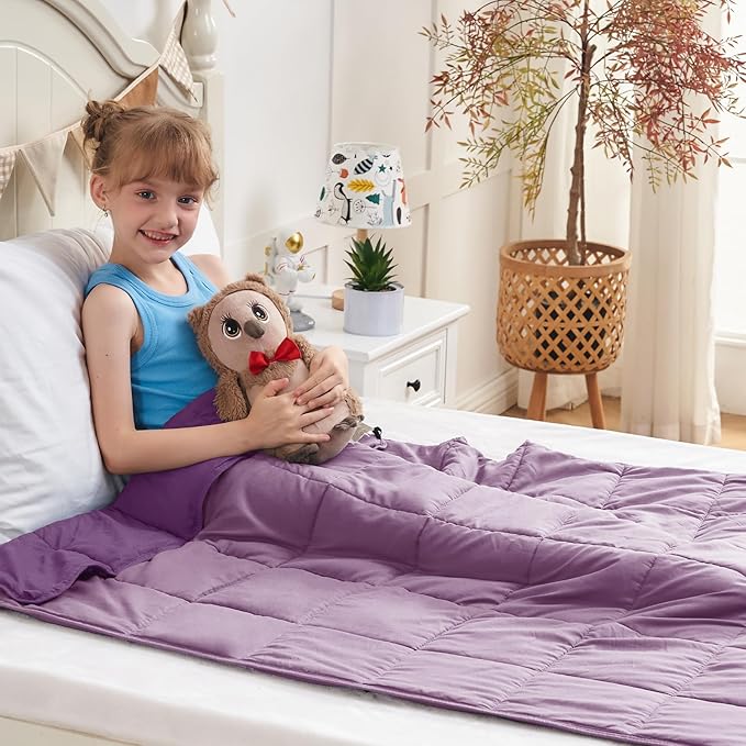 yescool Purple Weighted Blanket 7 Pounds Cooling Weighted Lap Blanket, Breathable Heavy Blanket, Weighted Throw Blanket Gifts for 60-80lbs, 40"x60"