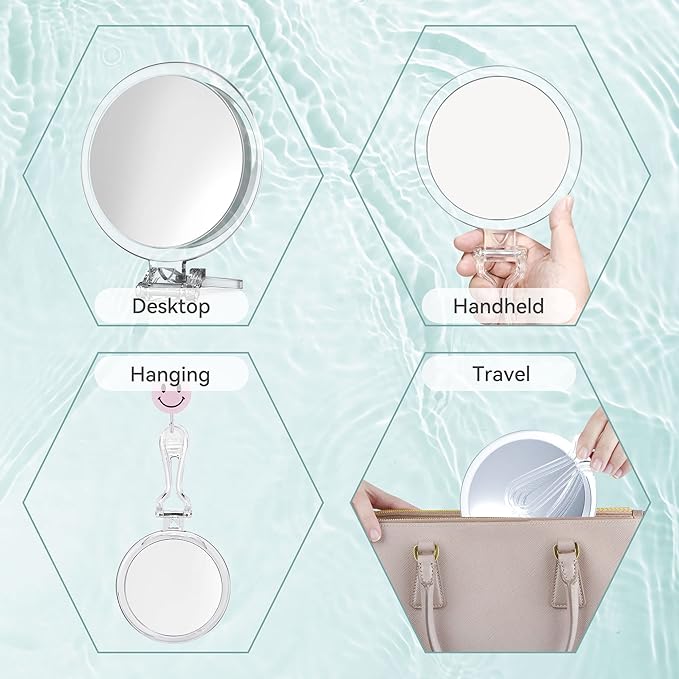 B Beauty Planet 25X Magnifying Mirror, 5-Inch Double-Sided Handheld Mirror with Adjustable Stand, Ideal for Travel and Daily Makeup Application